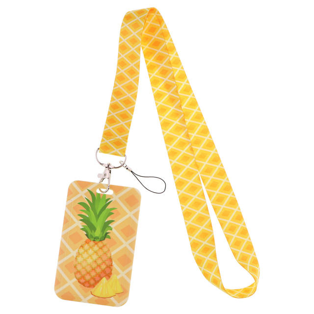 Fruit pineapple cute lanyard keychain card holder