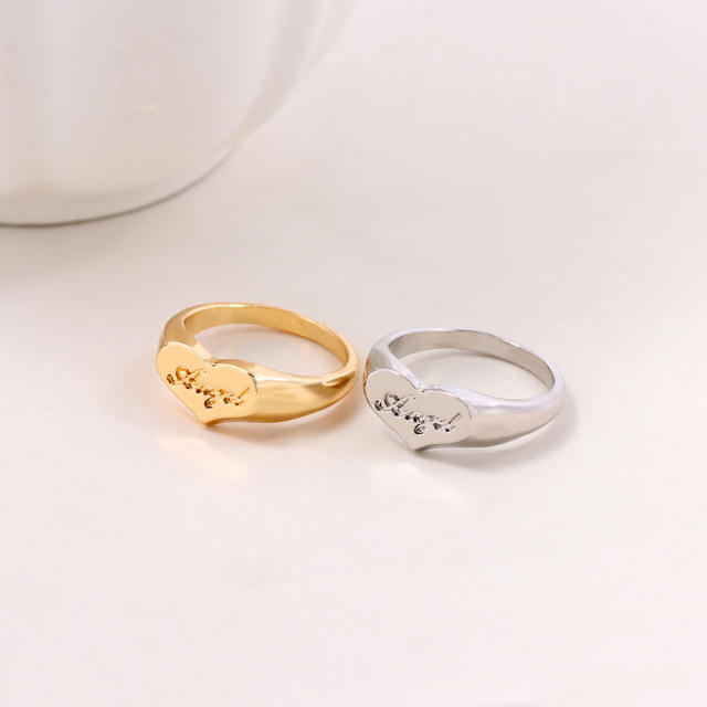 Angel letter signet rings