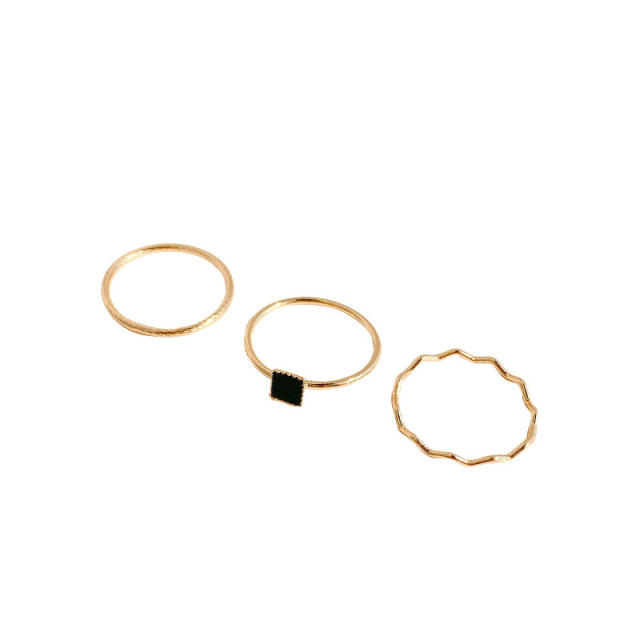 Simple enamel copper finger rings 3 pcs set