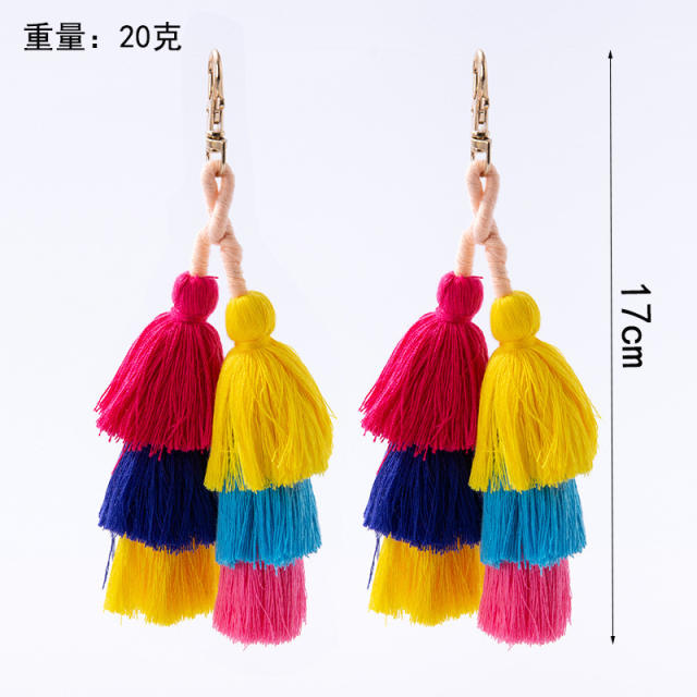 Bohemia style colorful tassel keychain