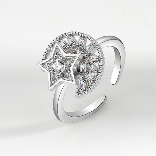 Diamond flower anxiety ring