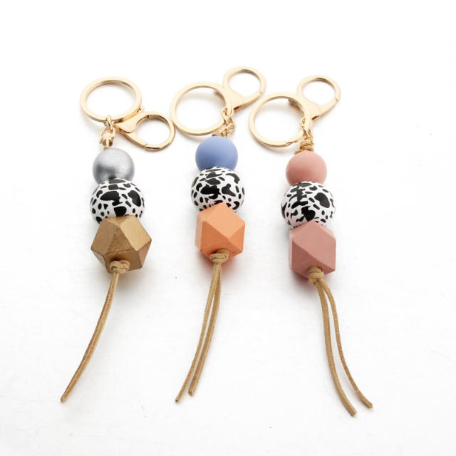 Diy wooden beaded keychain