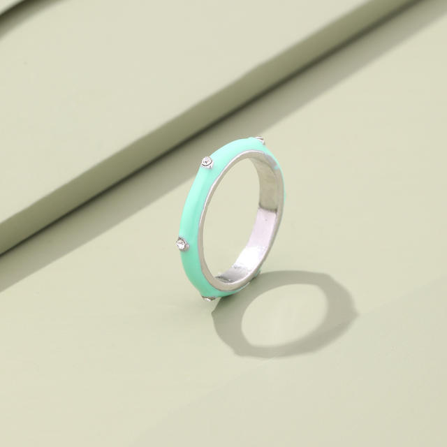 Personality color enamel thin finger ring