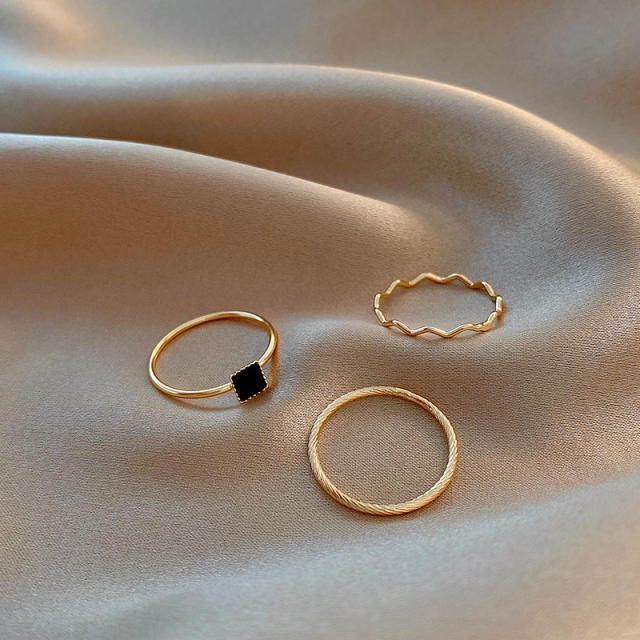 Simple enamel copper finger rings 3 pcs set