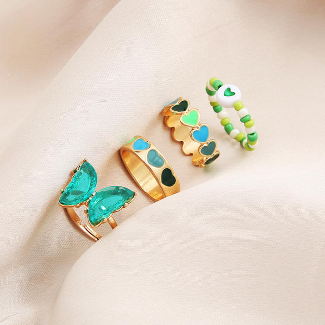 Enamel finger ring set