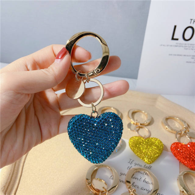 Diamond love heart coluple keychain