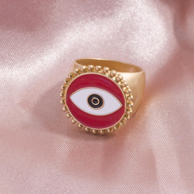 Evil eye enamel finger ring