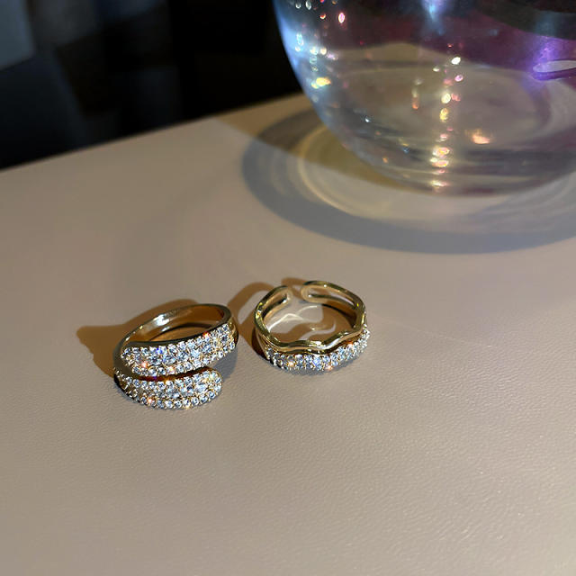 Rhinestone diamond open finger ring