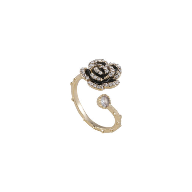 Camellia diamond open finger ring