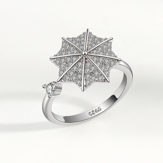 Diamond flower anxiety ring