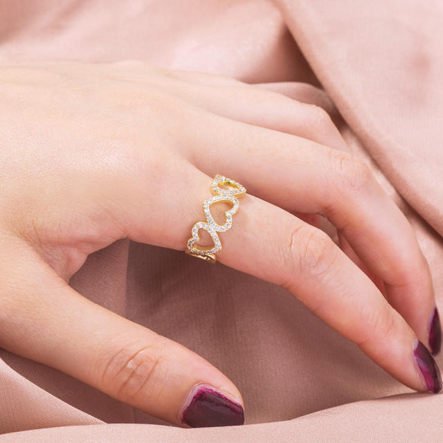 Heart-shaped diamond open finger ring