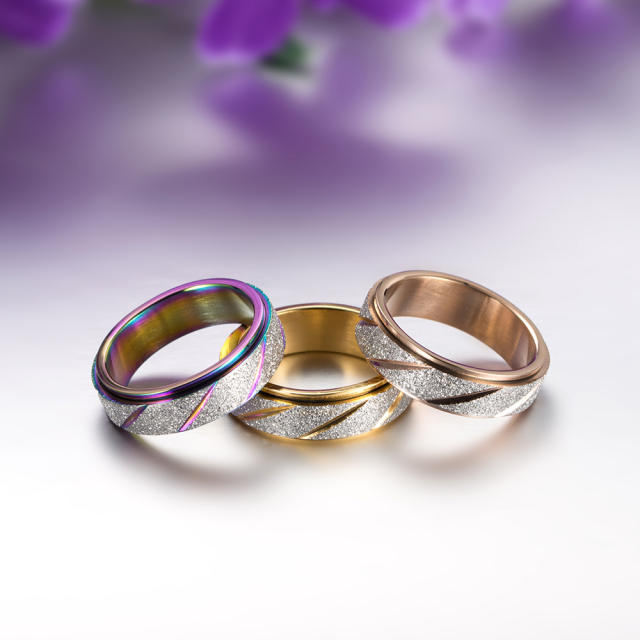 Fashion frosted rotatable stainless steel rings