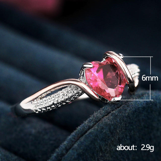 Red heart-shaped zircon ring