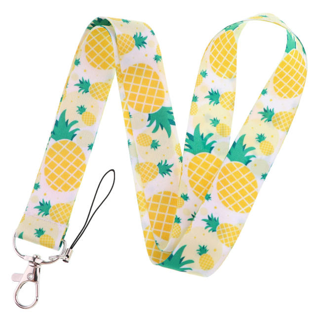 Fruit pineapple cute lanyard keychain card holder