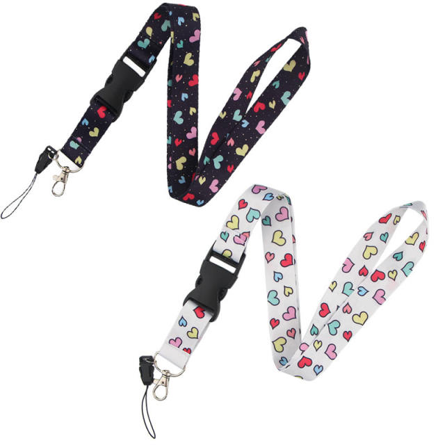 Colorful heart lanyard keychain