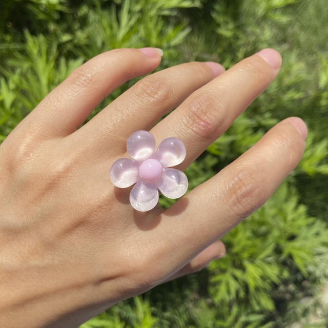 Acrylic flower sweet finger ring