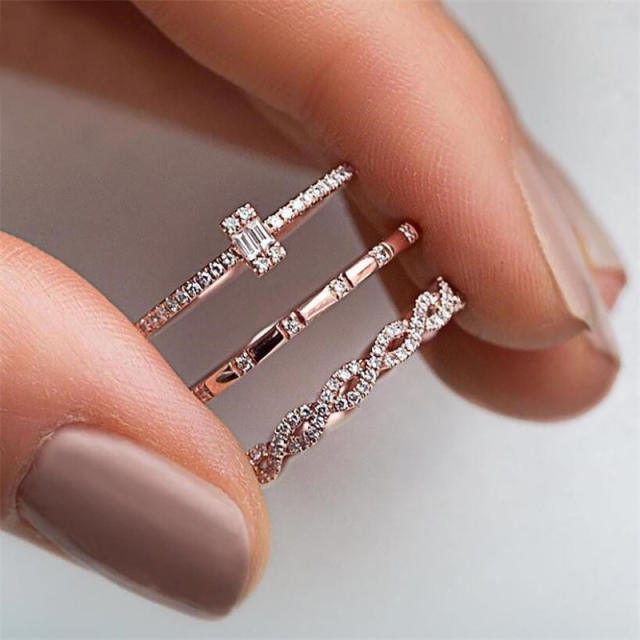 Tiny cz setting dainty stackable rings