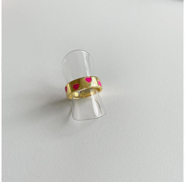 Fashion enamel heart shaped open ring