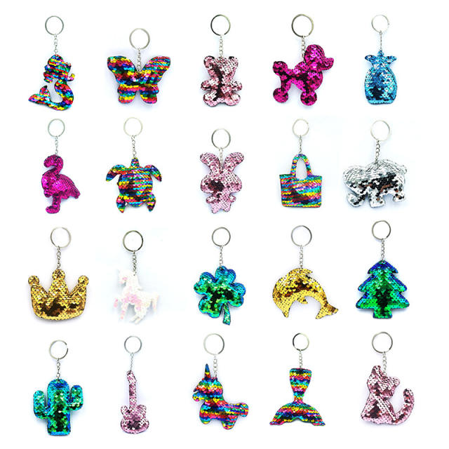 Sequins animal plant keychain