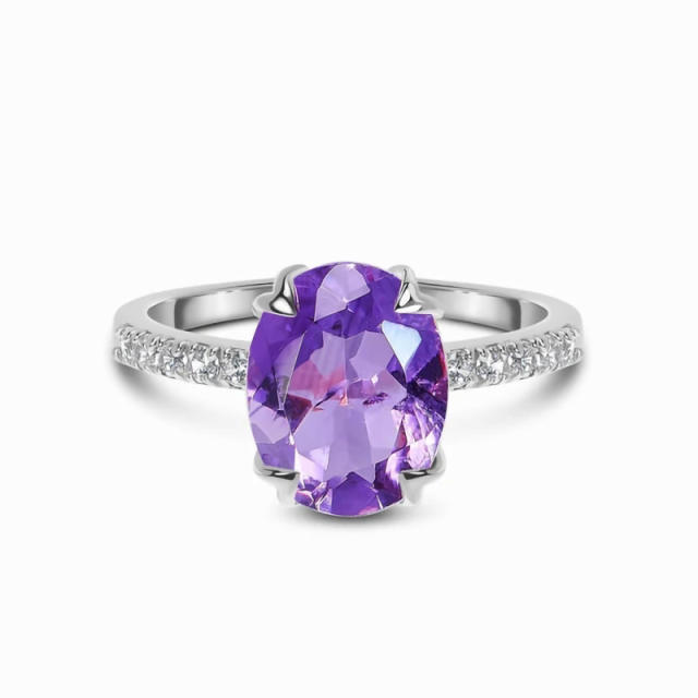 S925 sterling silver amethyst wedding rings