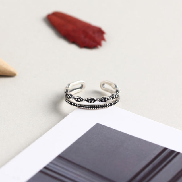 S925 vintage simple opening ring
