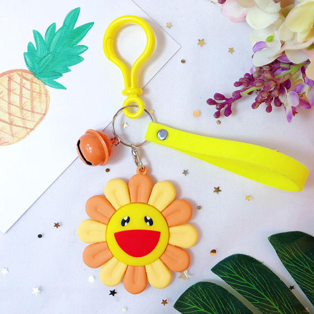 Sunflower smiley face keychain