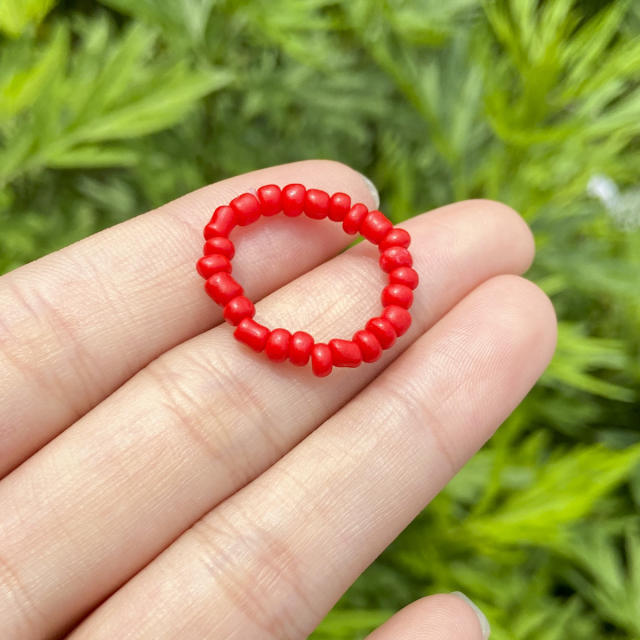 Boho seed beads color finger ring