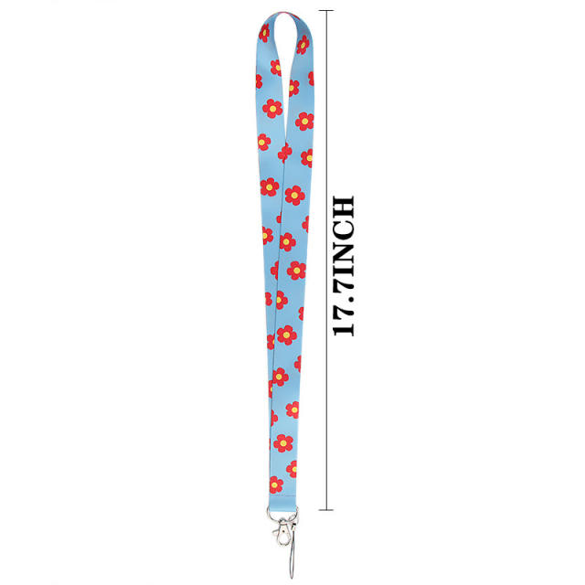 Cute flower blue color lanyard keychain