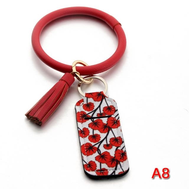 PU leather tassel bracelet lipstick cover keychain