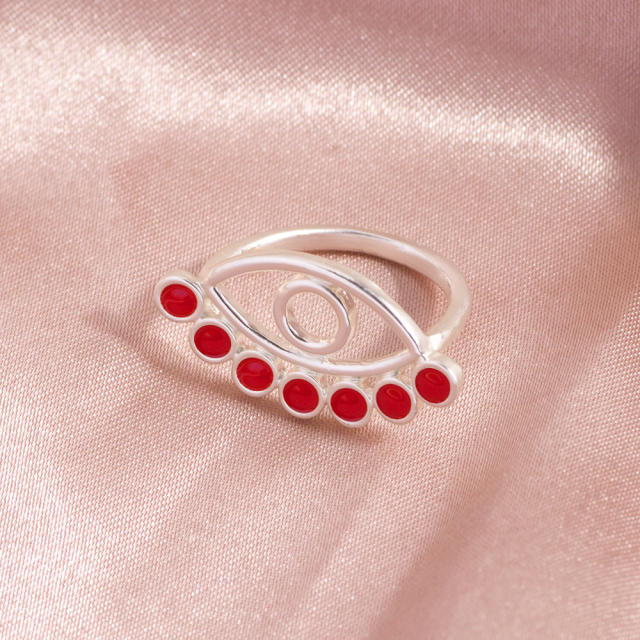 Hollow evil eye enamel finger ring