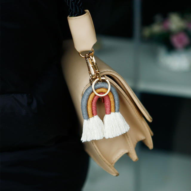 Creative handmade tassel rainbow keychain
