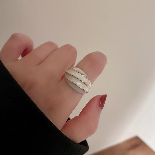 Irregular geometry enamel open finger ring