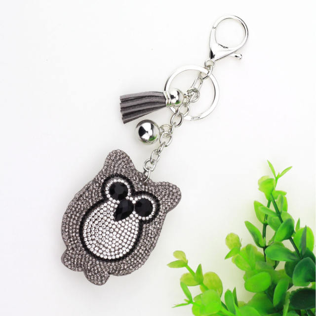 Diamond owl tassel keychain