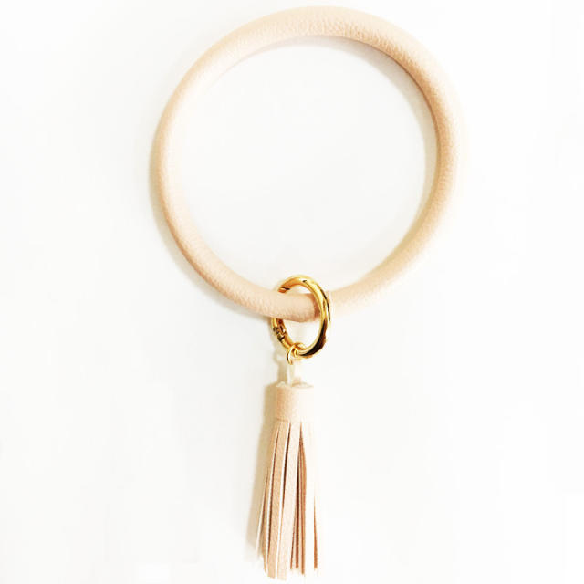 PU leather tassel bracelet keychain