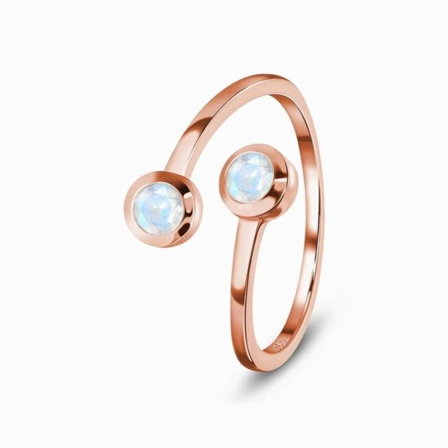 S925 sterling silver moonstone rose gold color rings