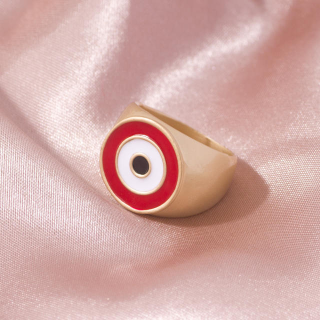 Three circle color enamel finger ring