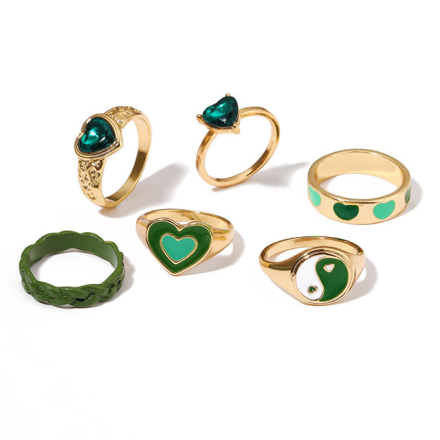 Enamel finger ring set