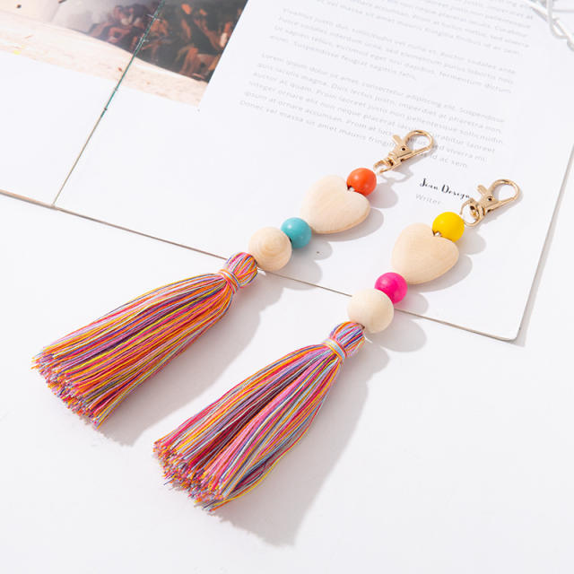 Colorful tassel love heart keychain
