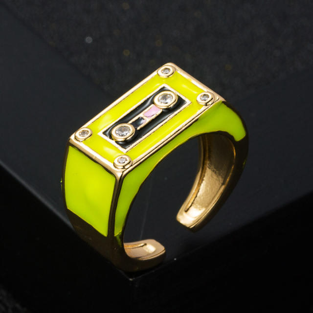 Color enamel unique signet rings