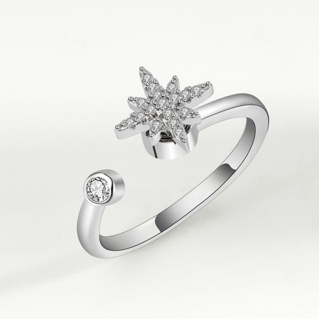 Diamond flower anxiety ring