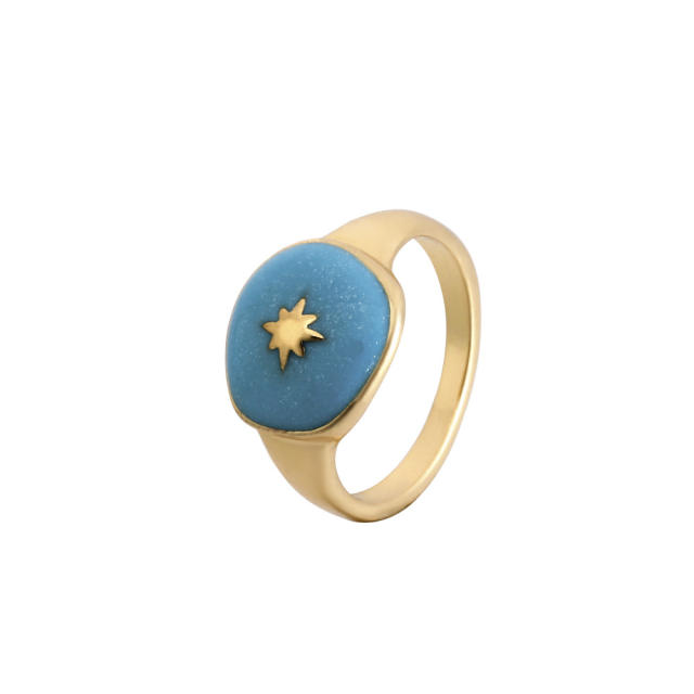 Flash moon star enamel finger ring