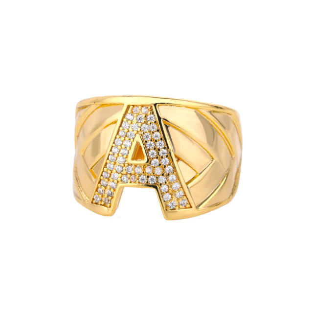 Diamond initial letter chunky rings