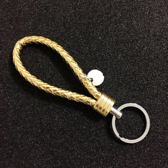 Braided PU leather simple keychain