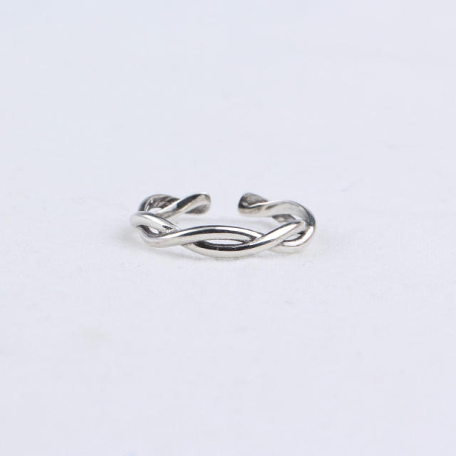S925 woven simple opening ring