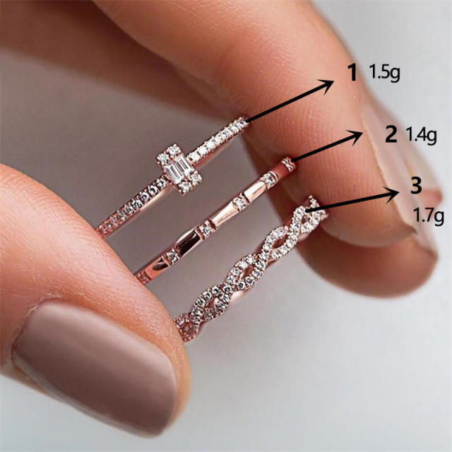 Tiny cz setting dainty stackable rings