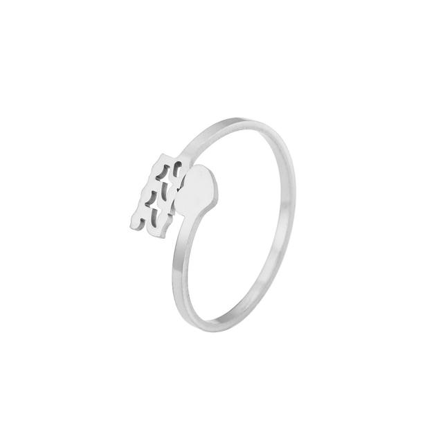 Heart numbers open finger ring