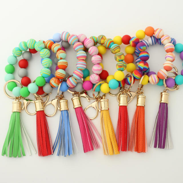 Bead tassel bracelet keychain