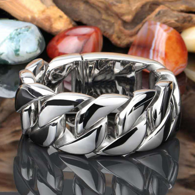 Two-color chain finger ring for men