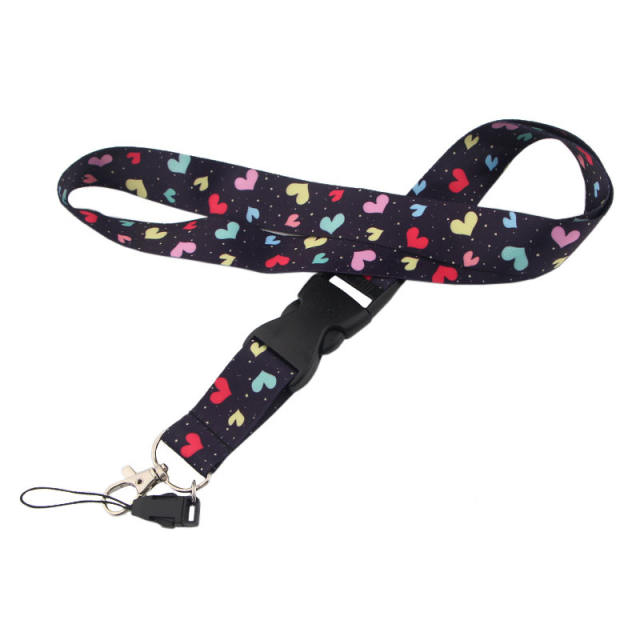 Colorful heart lanyard keychain