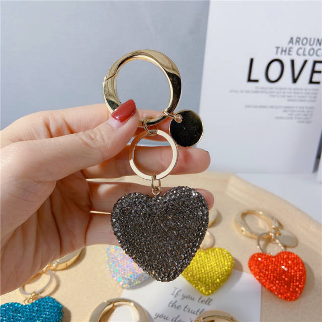 Diamond love heart coluple keychain